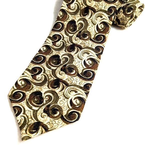 Vintage Men's 100% Silk Tie by Louis Roth w/Swirl Motif  - Made in Canada - Picture 8 of 12